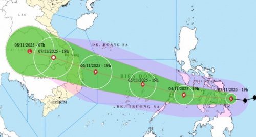 Bão Kalmaegi có thể mạnh cấp 14, giật cấp 17 vào ngày 6/11, dự báo những khu vực chịu ảnh hưởng