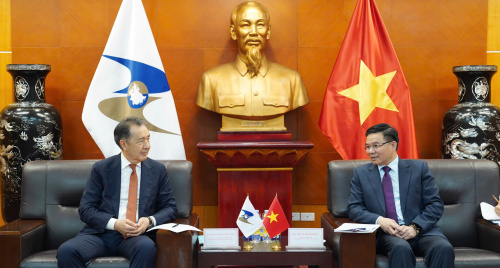 Quyền Bộ trưởng Bộ Công Thương Lê Mạnh Hùng làm việc với Chủ tịch Hội đồng Ủy ban Kinh tế Á-Âu