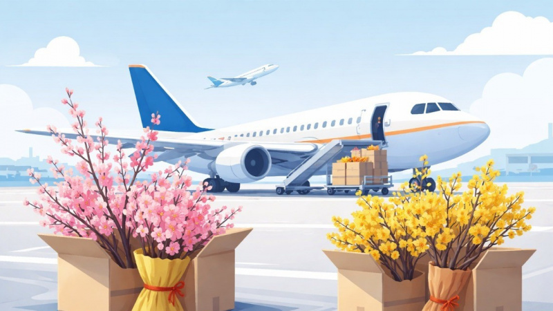 Đào, Mai "đi máy bay" tăng cao dịp Tết, giá gần nửa triệu mỗi cành