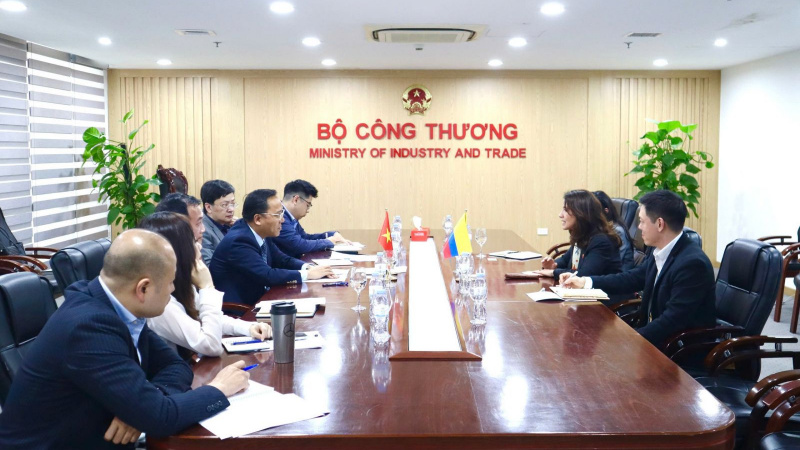 Thứ trưởng Nguyễn Hoàng Long tiếp và làm việc với đại sứ Colombia tại Việt Nam Camila Polo Flórez