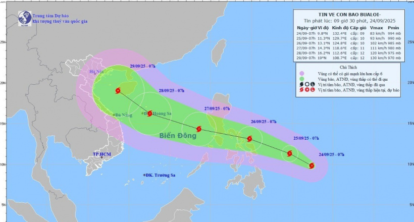 Bão số 10 Bualoi “nối đuôi” ngay sau siêu bão Ragasa, nhiều tỉnh thành Việt Nam có thể bị ảnh hưởng