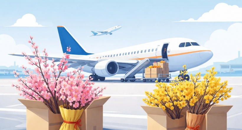 Đào, Mai "đi máy bay" tăng cao dịp Tết, giá gần nửa triệu mỗi cành