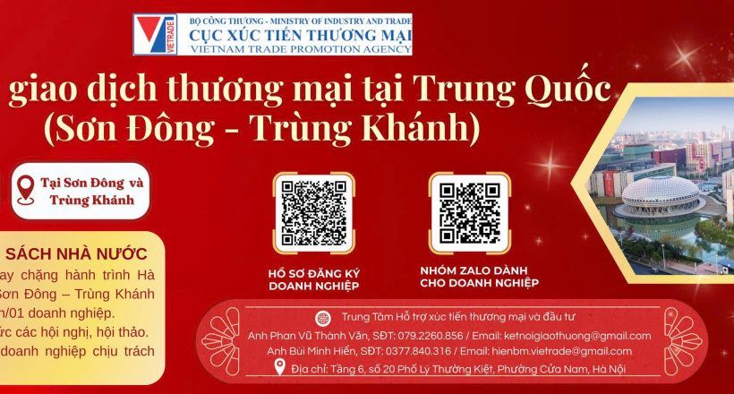 Mời tham gia đoàn giao dịch thương mại tại Trung Quốc